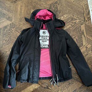 Superdry Black & Pink Lining Women's Jacket Size XS